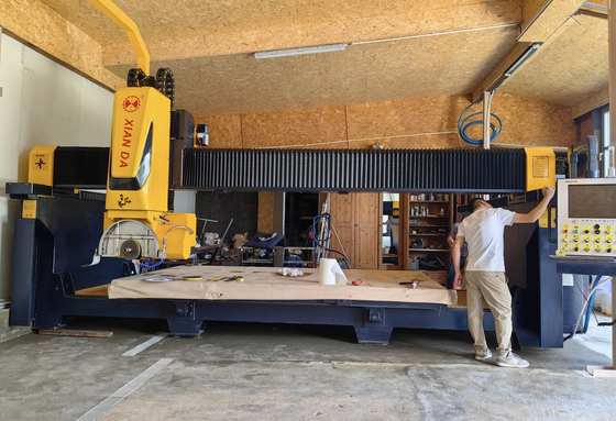 Sistem Italia 5 Axis CNC Bridge Saw Milling Machinery Dapur Sink Countertop Bentuk Khusus