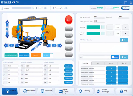 Smart CNC Diamond Wire Saw Stone Cutting Machine Bearing Four Spindle Linkage High Stability Engine High Safety for Granite