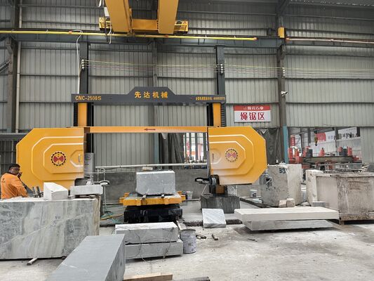 CNC Mono Wire Saw Machine 4-Axis Linkage 2500x3000x1500mm untuk Marmer Granite Arc Slab Column Roman Pillar Stone Cutting Processing