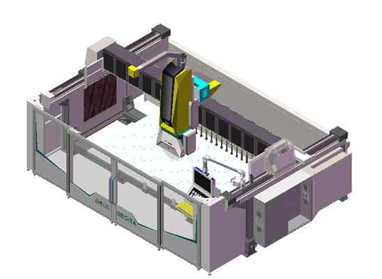 5 Axis CNC Router dengan 20 kW BT40 Spindle True 5-Axis Simultaneous Control and Hybrid Table Design untuk Pemotongan Batu Presisi