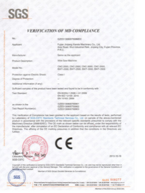 CINA Fujian Xianda Machinery co.,ltd Sertifikasi