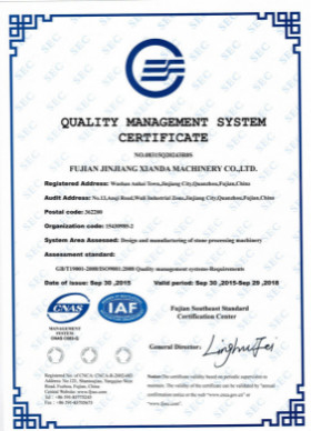CINA Fujian Xianda Machinery co.,ltd Sertifikasi